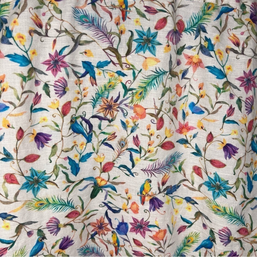 Allen Solly Button Down Linen Cotton Multi Color floral & Bird 39 - Picture 6 of 8